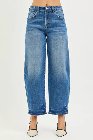 RISEN Slouchy Cropped Barrel Jeans-Trendsi-Spring Street Boutique, women's online fashion boutique in Palmer, Alaska