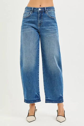 RISEN Slouchy Cropped Barrel Jeans-Trendsi-Spring Street Boutique, women's online fashion boutique in Palmer, Alaska
