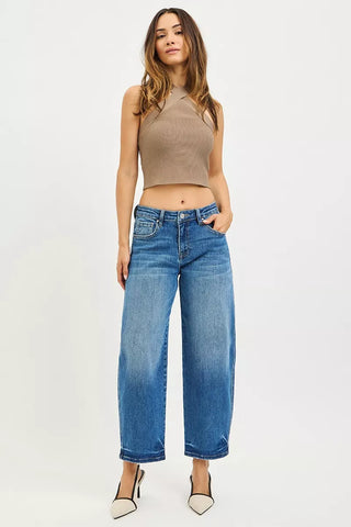 RISEN Slouchy Cropped Barrel Jeans-Trendsi-Spring Street Boutique, women's online fashion boutique in Palmer, Alaska