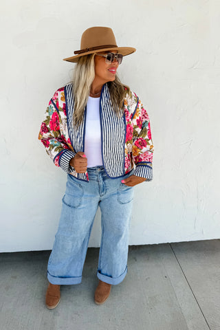 Mae Floral Jacket-Outerwear-Spring Street Boutique-Spring Street Boutique, women's online fashion boutique in Palmer, Alaska