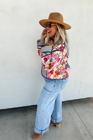 Mae Floral Jacket-Outerwear-Spring Street Boutique-Spring Street Boutique, women's online fashion boutique in Palmer, Alaska