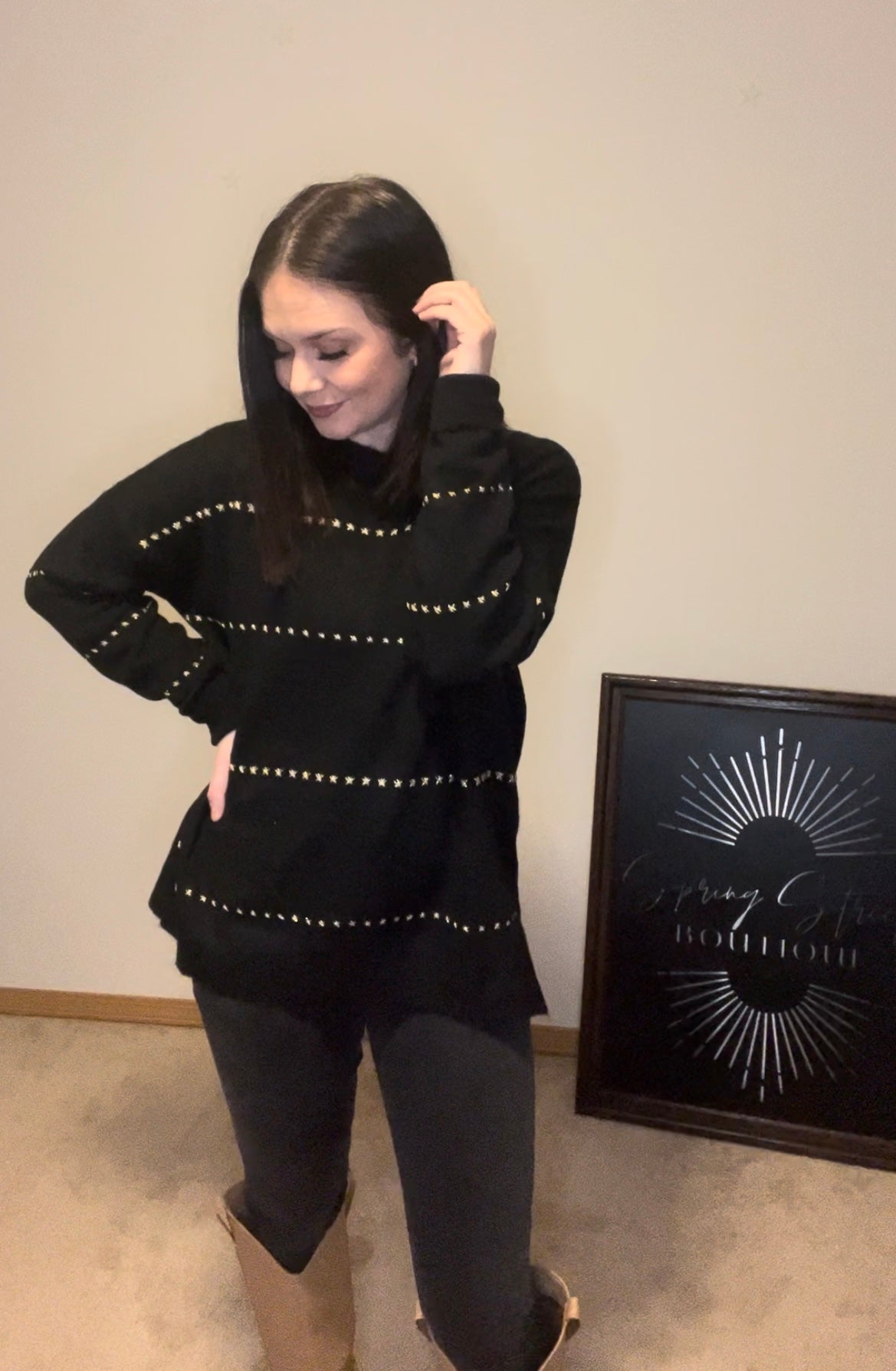 Black Criss Cross Sweater-Sweaters-Spring Street Boutique, women and children's online fashion boutique in Palmer Alaska