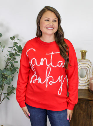 Tinsel Santa Baby Sweater LT-Thomas & Co Wholesale-Spring Street Boutique, women's online fashion boutique in Palmer, Alaska