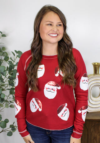 Red Santa Top LT-Thomas & Co Wholesale-Spring Street Boutique, women's online fashion boutique in Palmer, Alaska