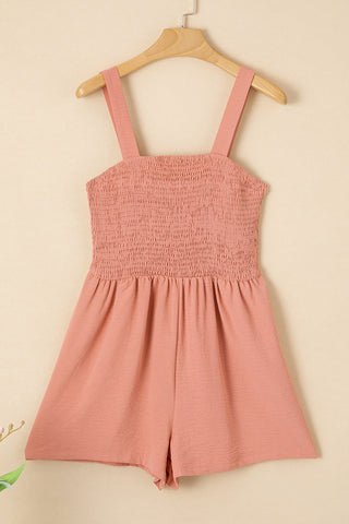 Apricot Pink Smocked Romper May.-Thomas & Co Wholesale-Spring Street Boutique, women's online fashion boutique in Palmer, Alaska