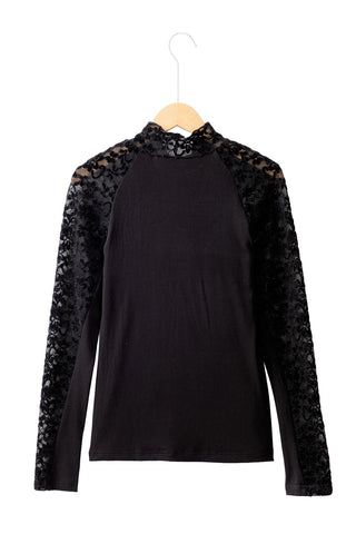 Black Lace Sleeve Top January.-Long Sleeves-Thomas & Co Wholesale-Spring Street Boutique, women's online fashion boutique in Palmer, Alaska