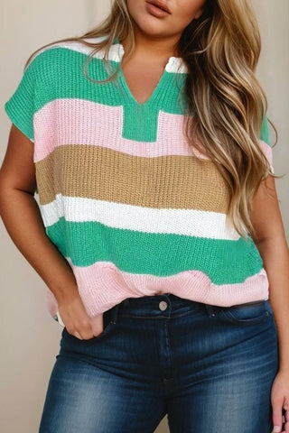 Knit Plus Size Striped Top May.-Thomas & Co Wholesale-Spring Street Boutique, women's online fashion boutique in Palmer, Alaska