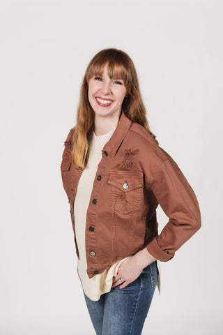 Oversized Distressed Jacket-Jackets-Risen-Spring Street Boutique, women's online fashion boutique in Palmer, Alaska