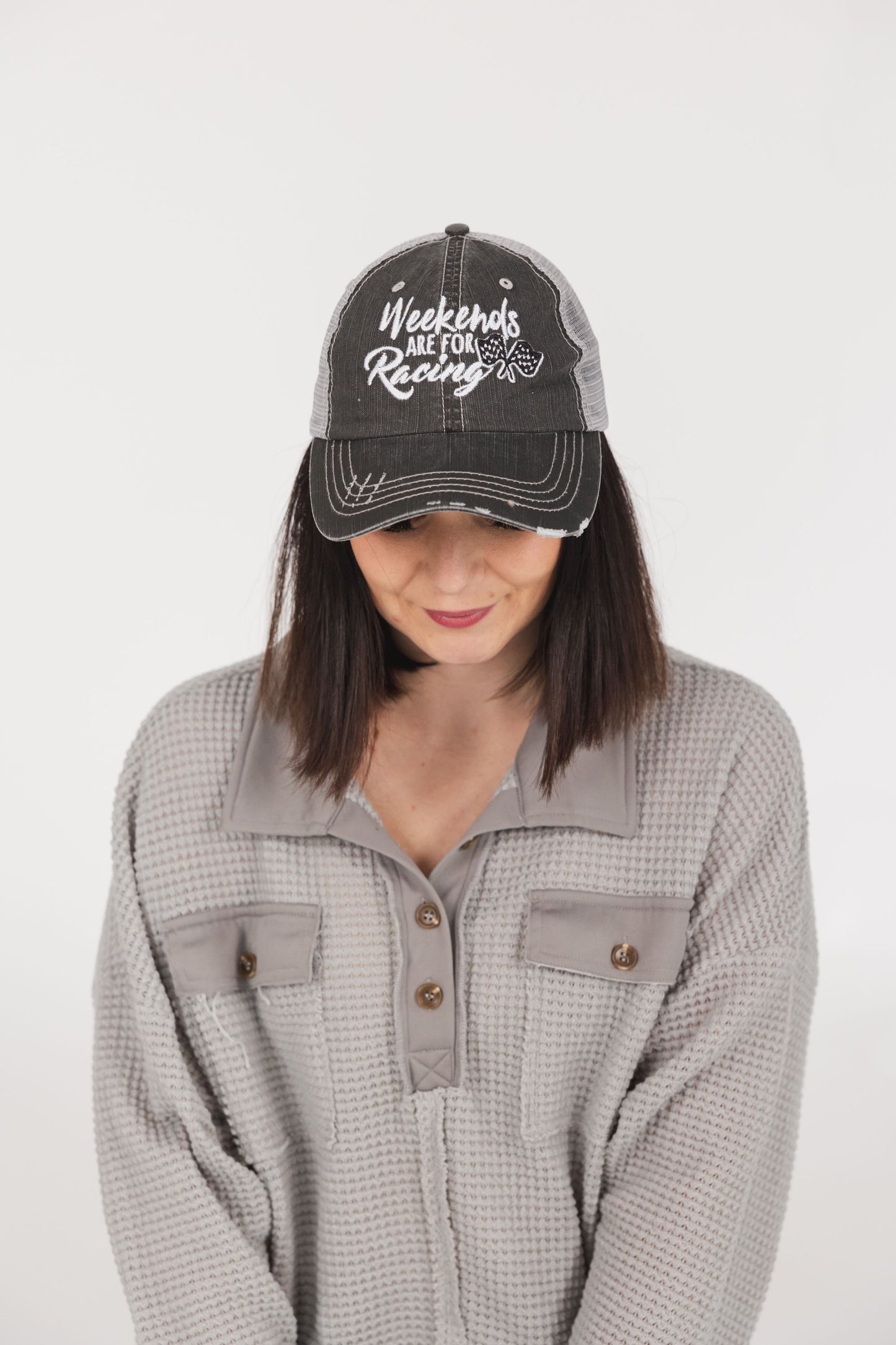 Weekends Are For Racing Baseball Cap-Hats-Spring Street Boutique, women and children's online fashion boutique in Palmer Alaska