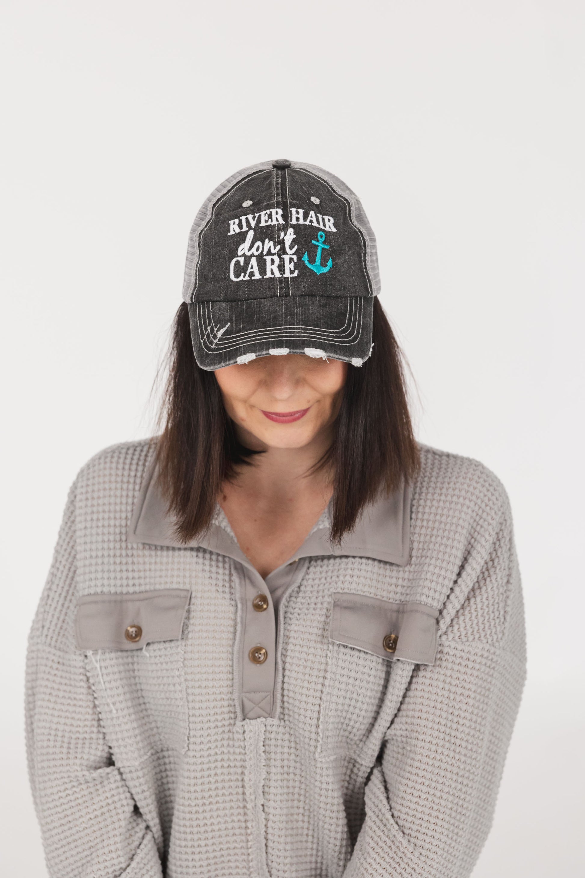 River Hair Don't Care Baseball Cap-Hats-Spring Street Boutique, women and children's online fashion boutique in Palmer Alaska