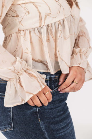 Marble Print Top-Long Sleeves-Saints & Hearts-Spring Street Boutique, women's online fashion boutique in Palmer, Alaska