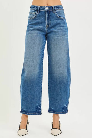 RISEN Slouchy Cropped Barrel Jeans-Trendsi-Spring Street Boutique, women's online fashion boutique in Palmer, Alaska