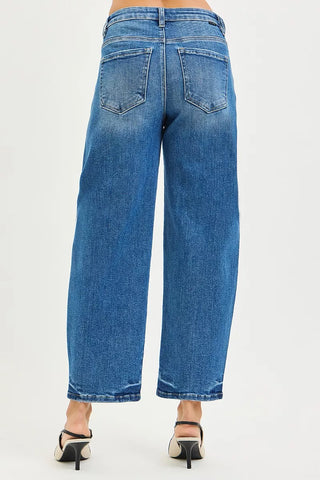 RISEN Slouchy Cropped Barrel Jeans-Trendsi-Spring Street Boutique, women's online fashion boutique in Palmer, Alaska
